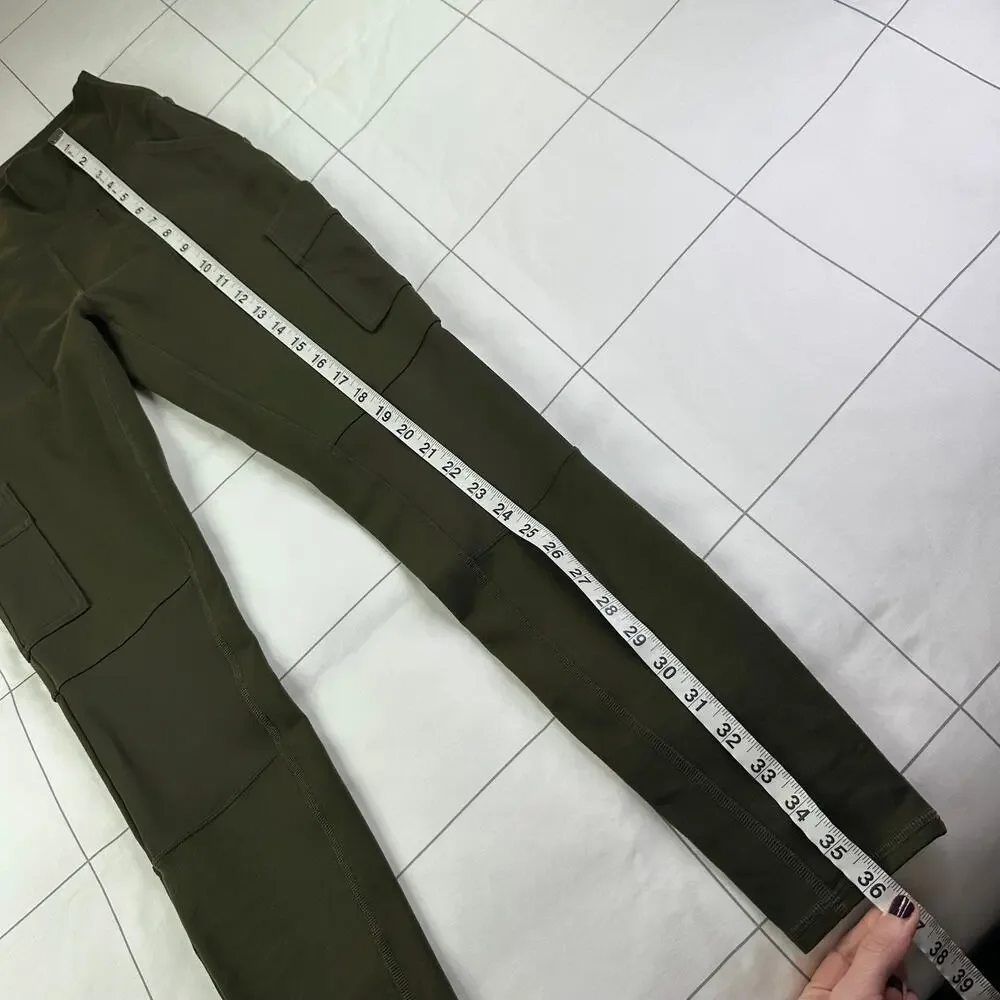 Alo Leggings Womens Small Green High Waist Cargo Utility Stretch Sculpt Gym Yoga